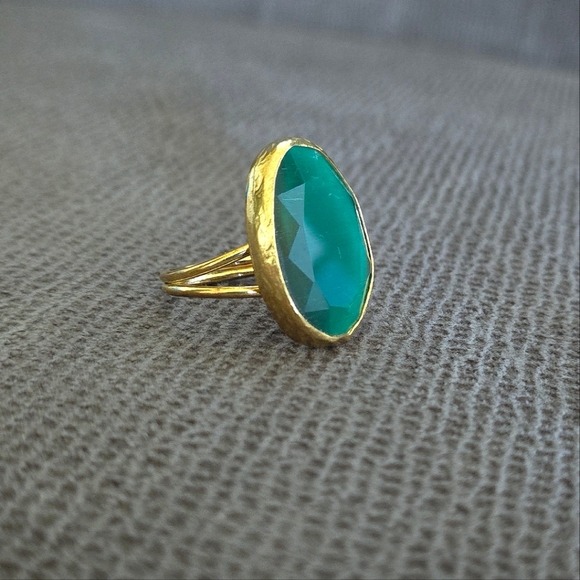 Zeyzey Faceted Green💚 Agate Statement Ring💍 - Picture 9 of 16